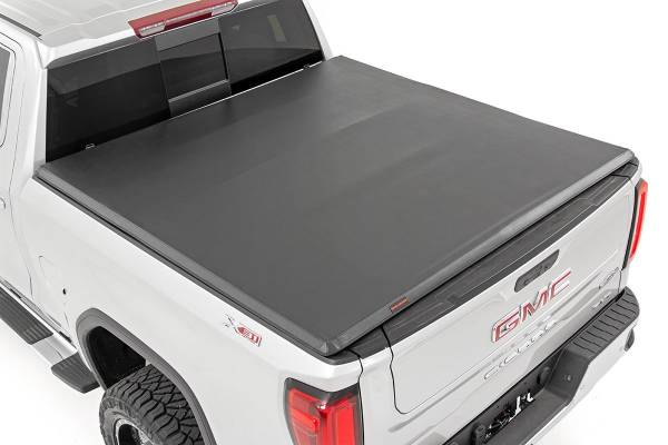 Rough Country - Rough Country - GM Soft Tri-Fold Bed Cover (2019-2020 1500 PU - 6' 6" Bed w/o Cargo Mgmt) - RC44308650
